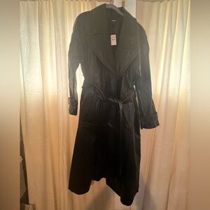 Faux leather trench coat